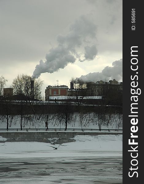 Smoking plant of Moscow-city. Smoking plant of Moscow-city
