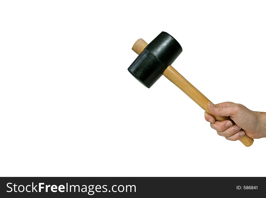Hand with hammer isolated