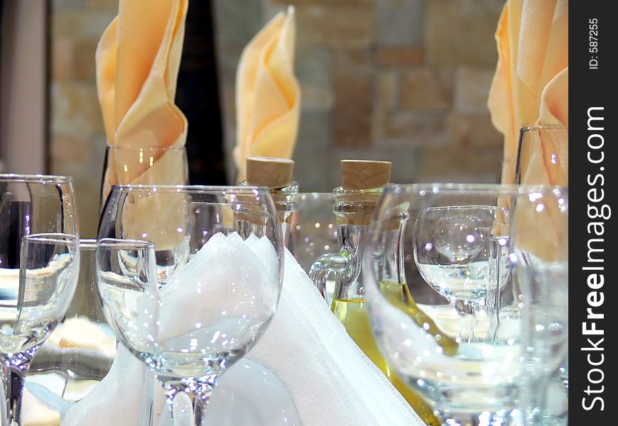 Wine glasses on the table. Wine glasses on the table