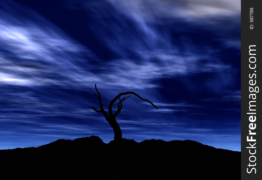 This is landscape with a tree in silhouette. This is landscape with a tree in silhouette.