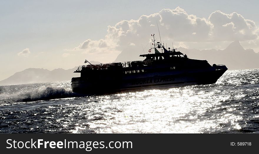 Backlit Ferry boat. Backlit Ferry boat