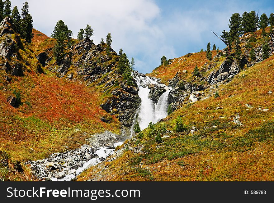 Small waterfall. Altay