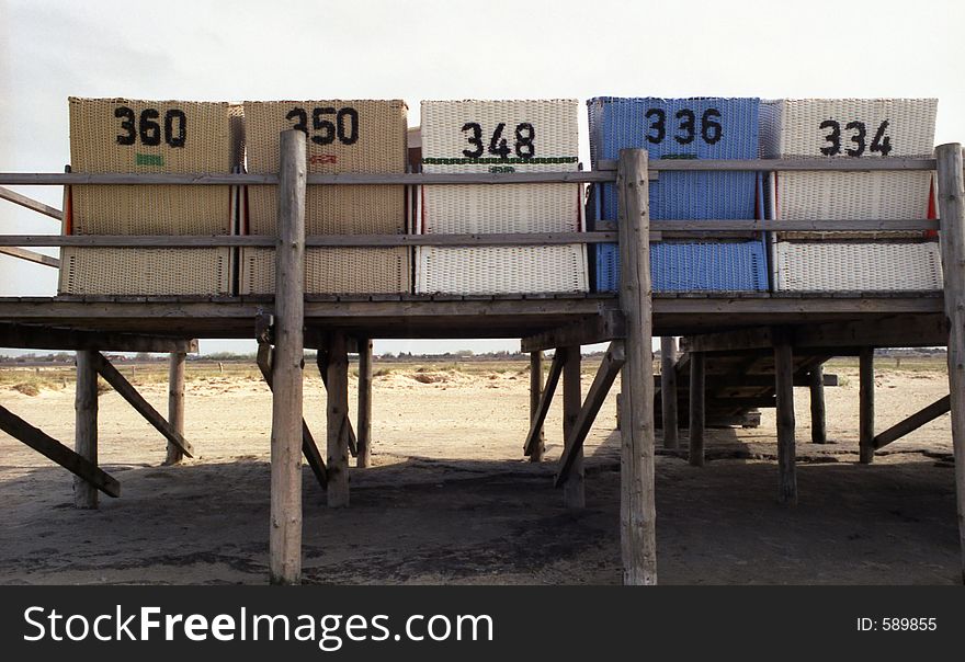 Beach-chairs are waiting for guests. Beach-chairs are waiting for guests.