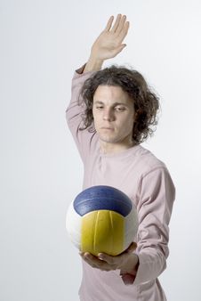 Man With Volleyball - Vertical Royalty Free Stock Images Man With Volleyball - Vertical Royalty Free Stock Images