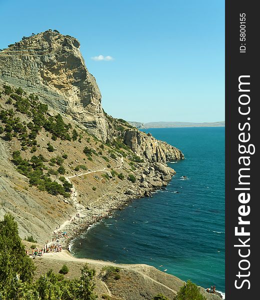 Rock and sea in Crimea, abstract nature landscape