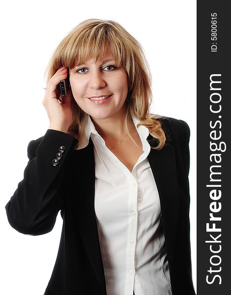 Successful Smiling Woman Talking On Mobile Phone