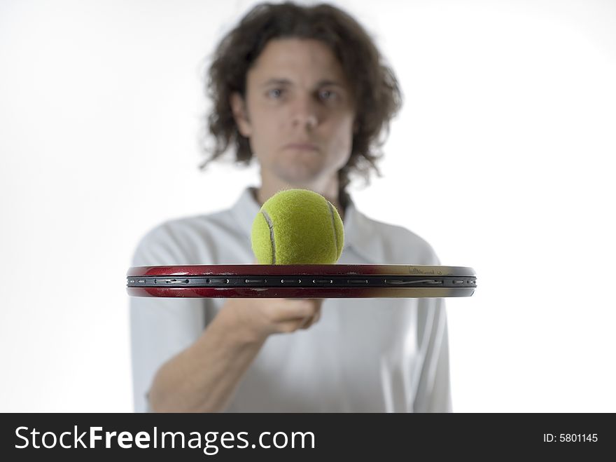 Man Holding A Tennis Racket - Horizontal