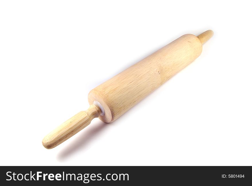 A photograph of a rolling pin against a white background