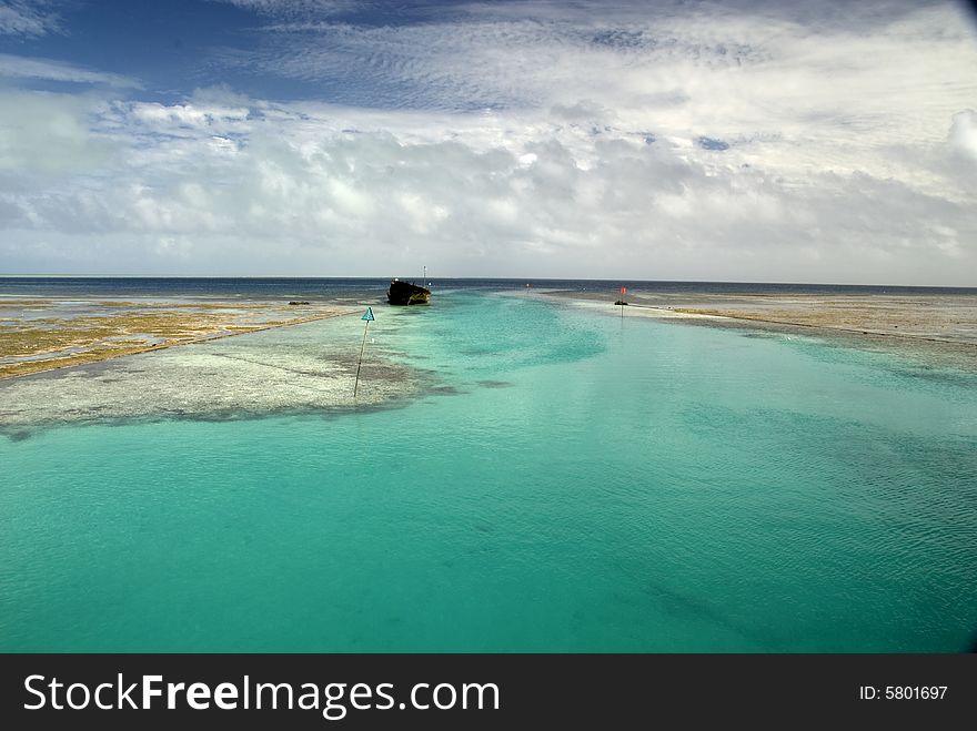 Shipwreck on Great Barrier Reef