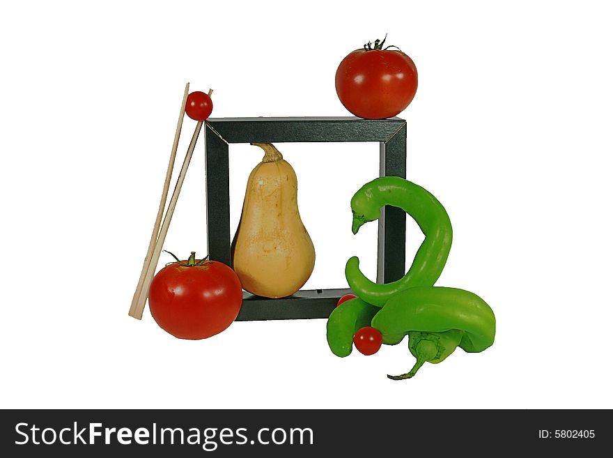 Composition of fresh dietary vegetables in a black framework. Composition of fresh dietary vegetables in a black framework