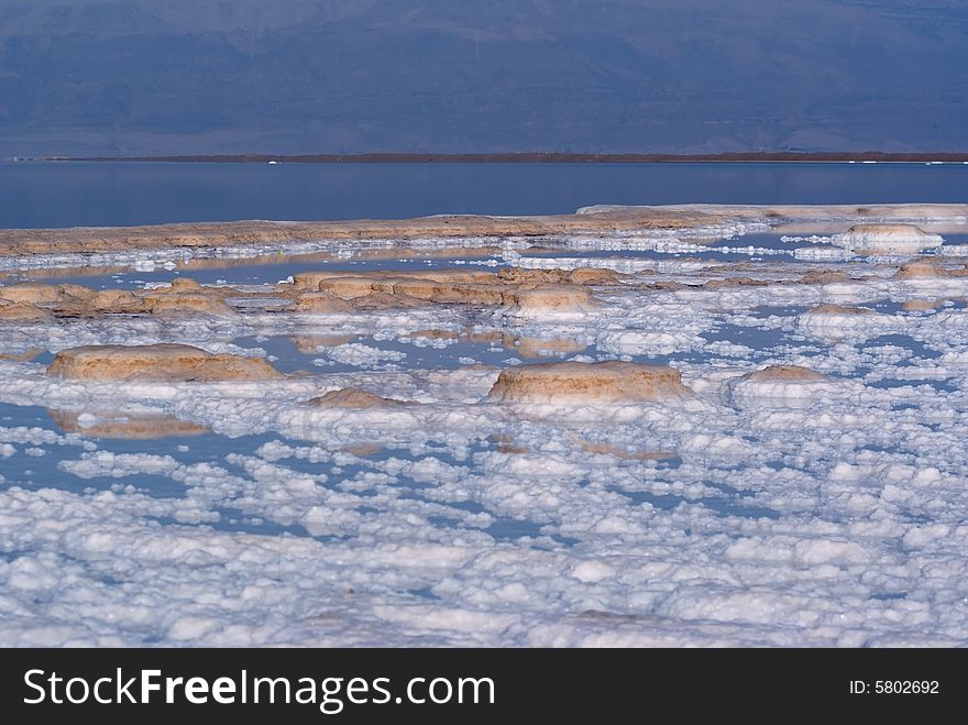 Salt islands in the Dead Sea, Israel