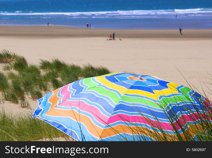 Colorful Umbrella On The Beach