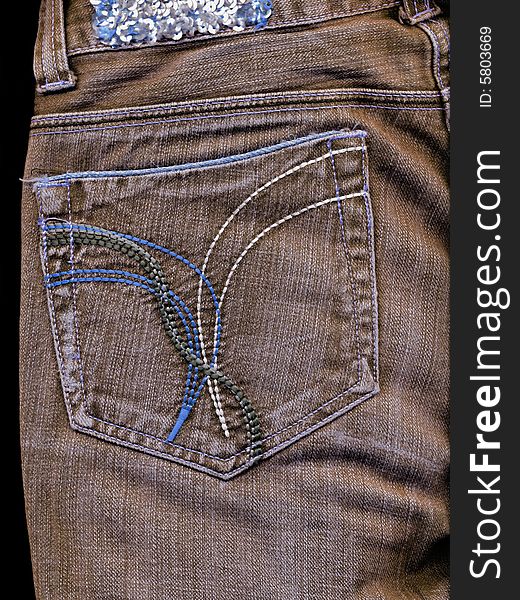 Vintage jean pocket with pattern