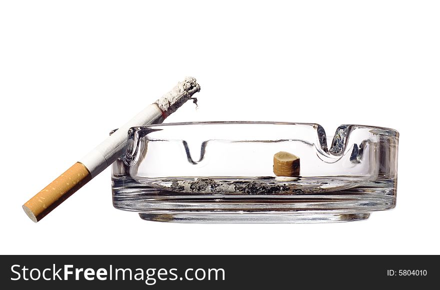 Cigarette on white background. Clear.