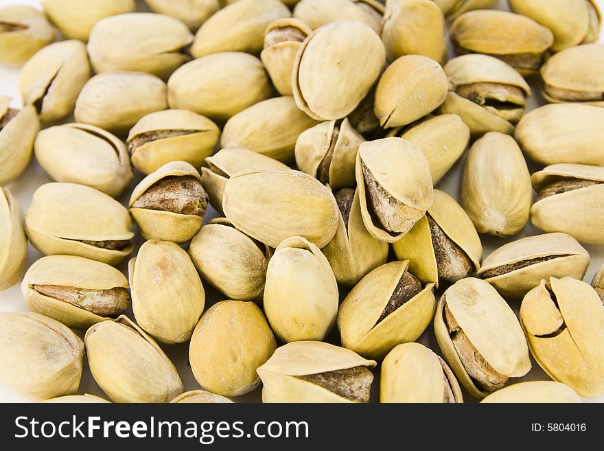 Background of some opened pistachio