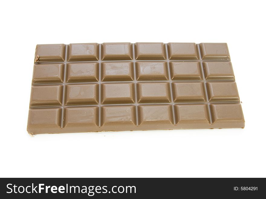 Block of chocolate isolated on white