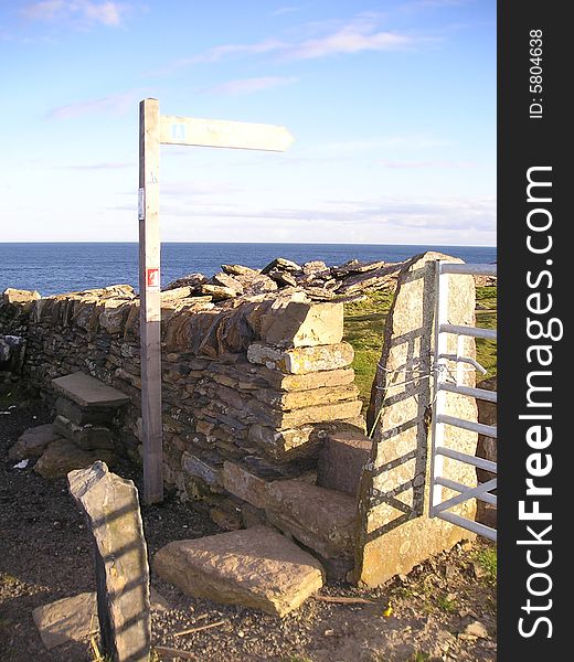 Footpath leading along the coast from the Trinkie near Wick in Caithness