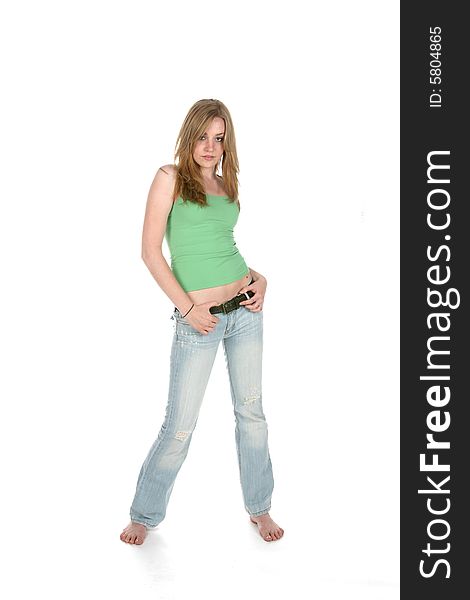 Pretty Woman In Low Rise Jeans
