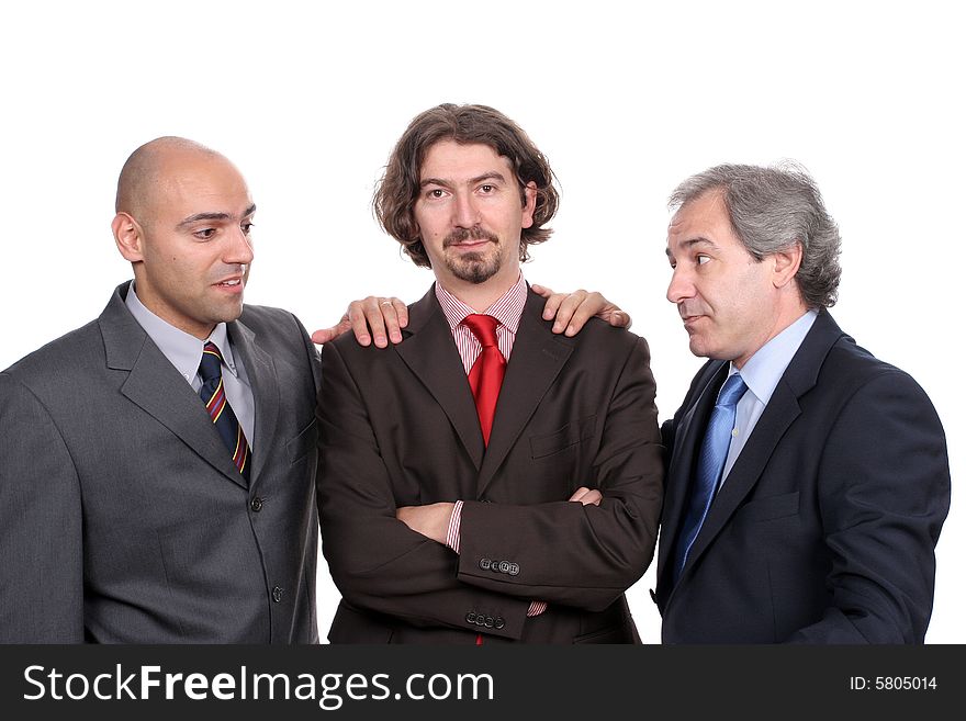 Business team posing, isolated over white background