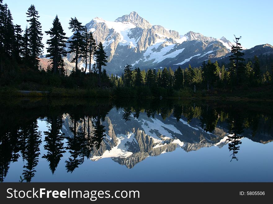 Mt Shuksan reflected in Picture Lake