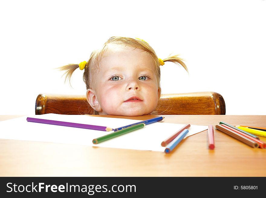 Girl and pencils