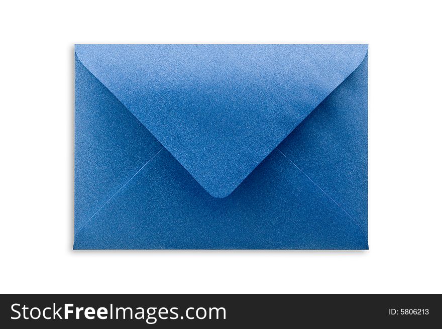 Blue envelope on white background, close up, studio shot, clipping path. Blue envelope on white background, close up, studio shot, clipping path.