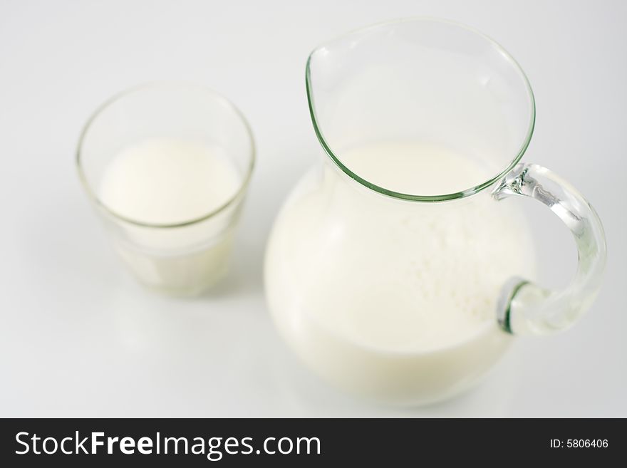 A pitcher of fresh milk