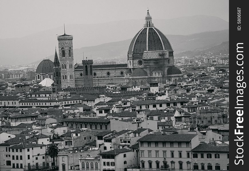 A wonderful monochrome of a Florence's landscape. Grain in the image. A wonderful monochrome of a Florence's landscape. Grain in the image.