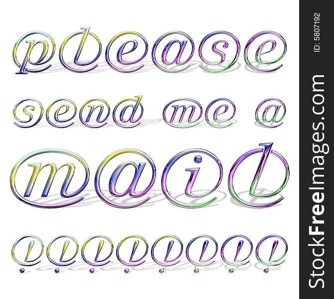 The words please send me a mail ! in @-stile and light colours. The words please send me a mail ! in @-stile and light colours.