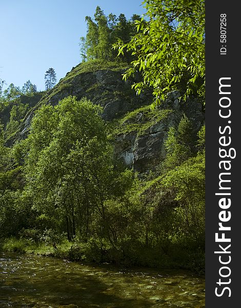 Mountain near the river Sludyanka in Irkutsk region