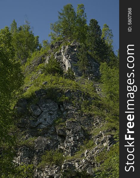 Mountain near the river Sludyanka in Irkutsk region