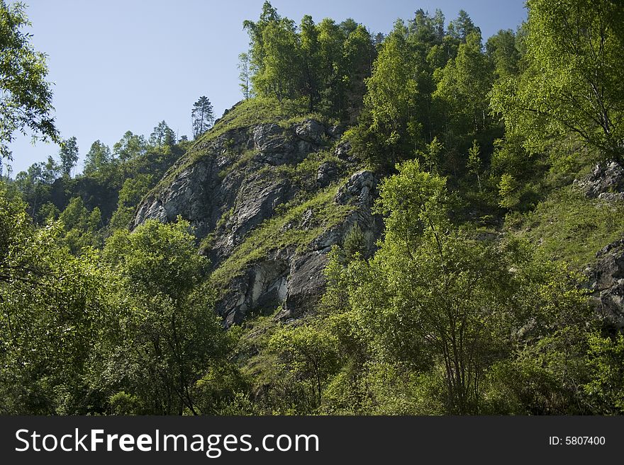 Mountain near the river Sludyanka in Irkutsk region