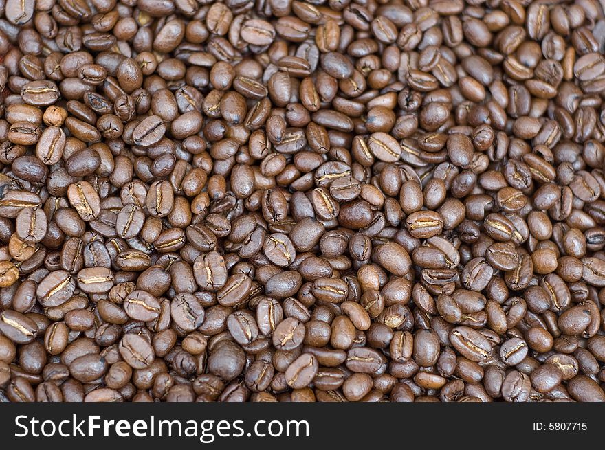 Brown coffee beans background texture