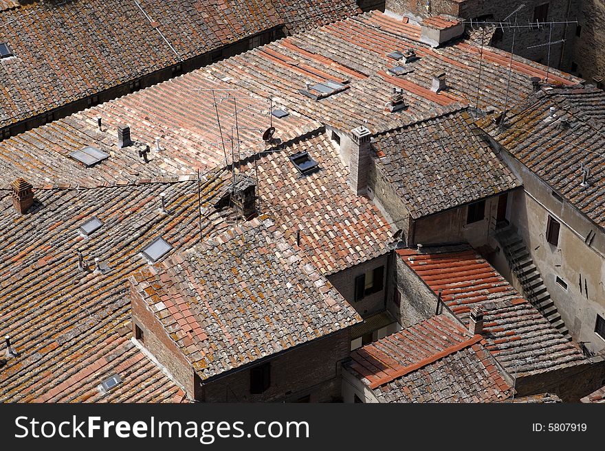 Terracotta roof tops of san gimignano tuscany italy europe
