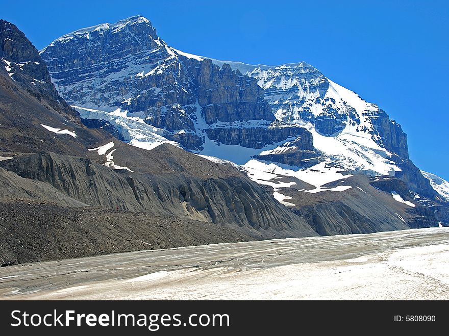 Snow mountain near Columbia Glacier in Rockies Icefield National Park