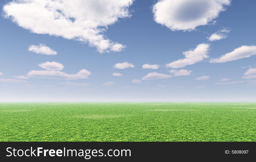 Beautiful summer landscape. 3d image. Beautiful summer landscape. 3d image