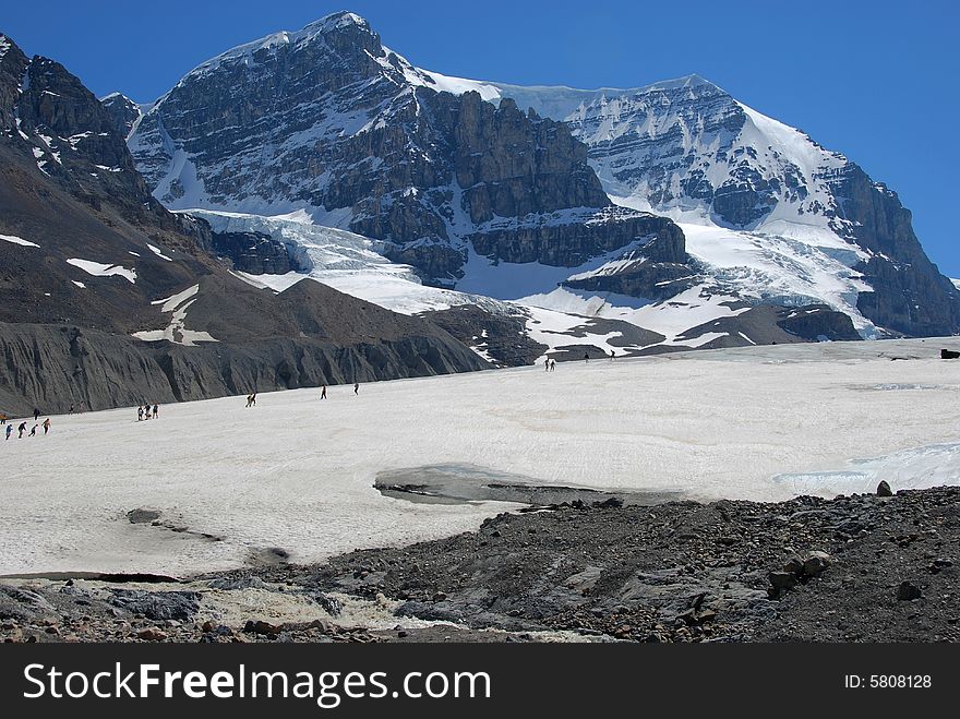 Snow mountain near Columbia Glacier in Rockies Icefield National Park