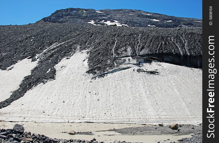 Rocks And Mountain Covered With Snow