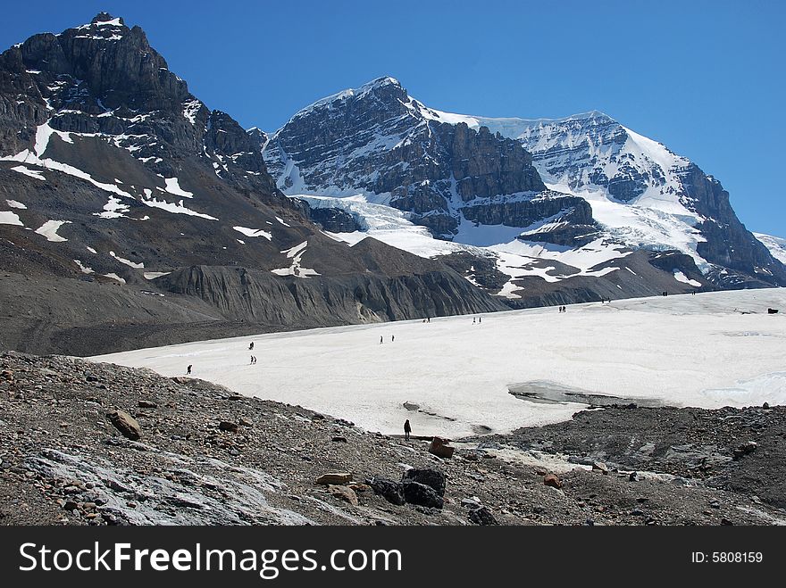 Snow mountain near Columbia Glacier in Rockies Icefield National Park