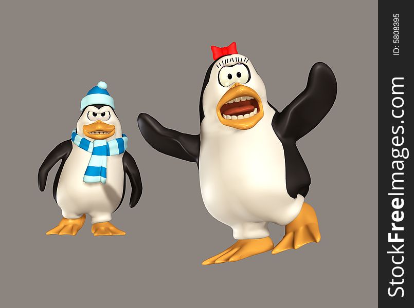 Cute 3d penguins for your artistic creations and/or projects