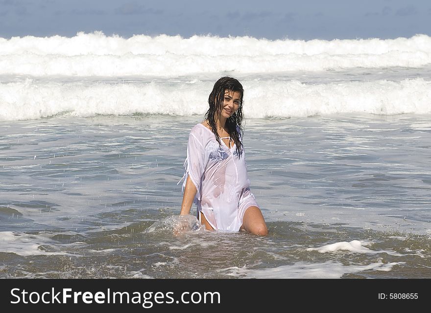 Woman Enjoying In The Seaside
