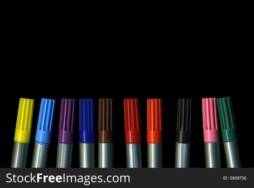 Series of felt tip pen in different colors