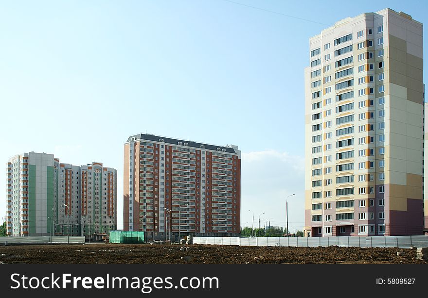 New buildings are in the new district of Moscow. New buildings are in the new district of Moscow