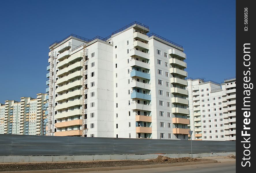 New buildings are in the new district of Moscow