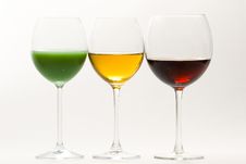 Three Tall Glasses Royalty Free Stock Images Three Tall Glasses Royalty Free Stock Images