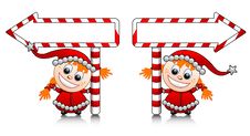 Vector Cute Santa Helper Girls With Arrows Stock Photography Vector Cute Santa Helper Girls With Arrows Stock Photography