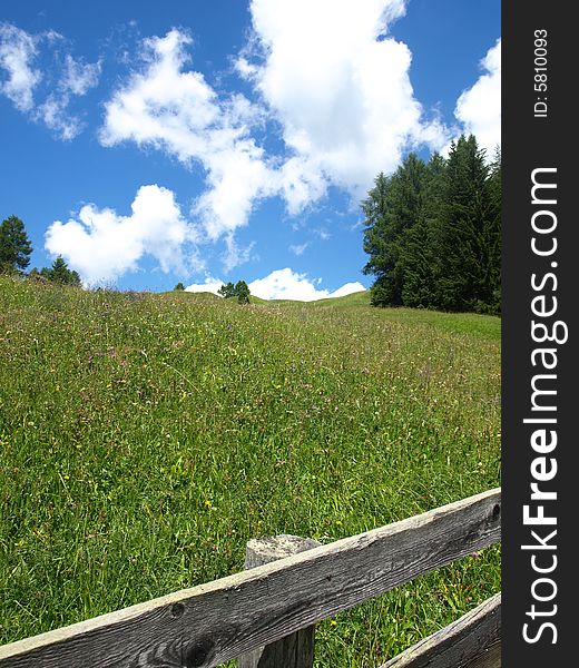 An idyllic landscape in Gardena valley. An idyllic landscape in Gardena valley