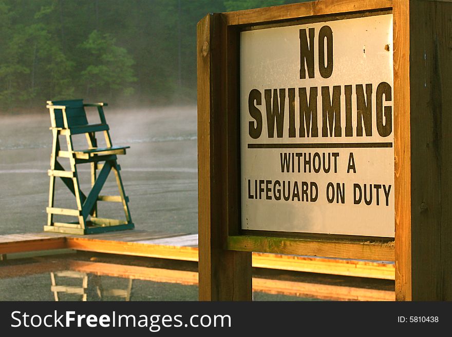No swimming sign at lake