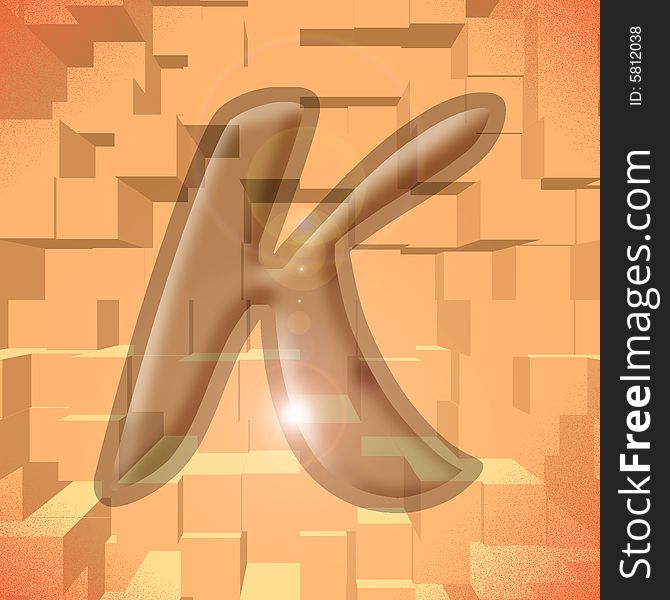 Computer generated illustration of the letter K. Computer generated illustration of the letter K