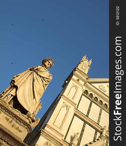 Dante Alighieri statue in Florence -Italy. Dante Alighieri statue in Florence -Italy